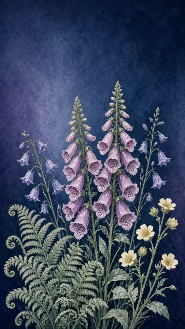 Botanical Study of Foxgloves at Astronomical Twilight