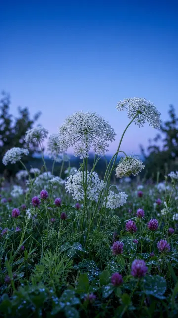 Dew-Laden Queen Anne's Lace Vertical Editorial Spread