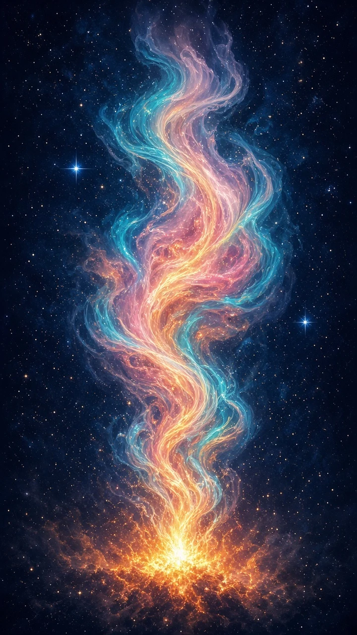Chromatic Solar Flare Plume Ascending into Night