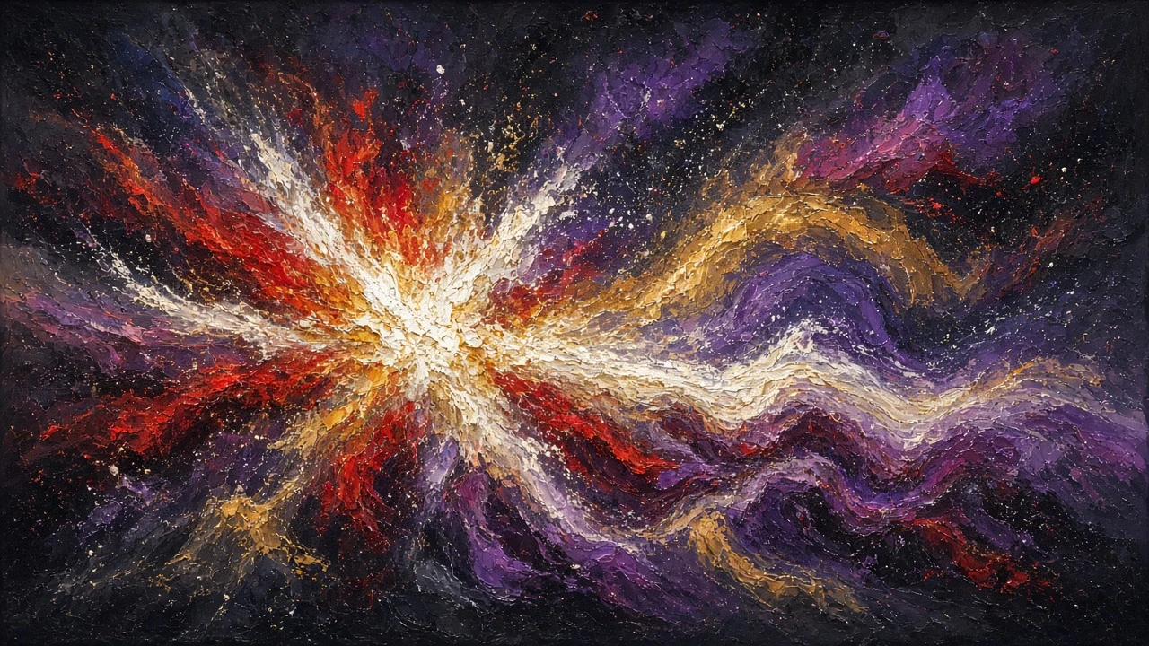 Fine-Art Impasto Celestial Conflagration