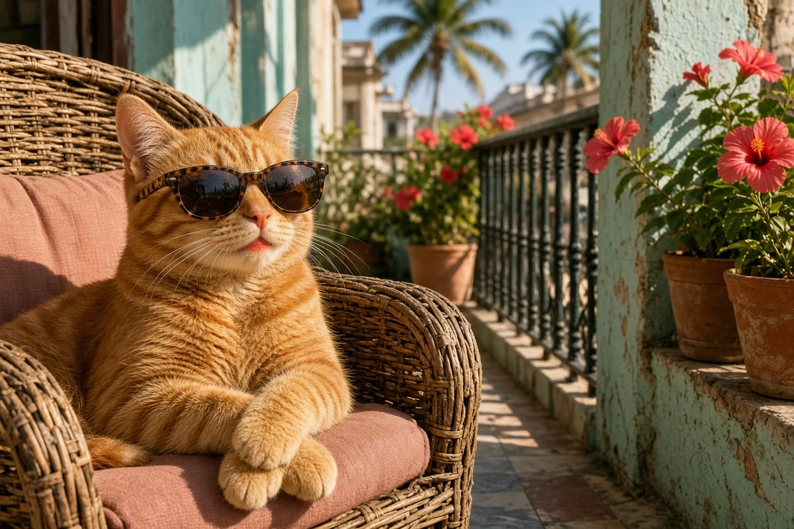 Havana Courtyard Ginger Tabby in Vintage Tortoiseshell Sunglasses