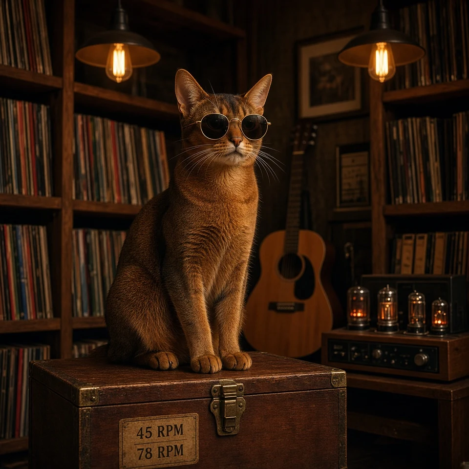Cozy Vinyl Record Crates Abyssinian in Gold Aviators