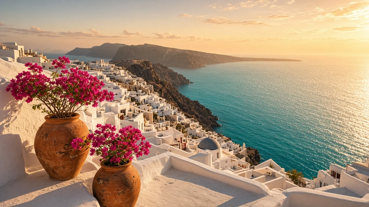 Sun-Drenched Terraces Above the Shimmering Aegean Sea