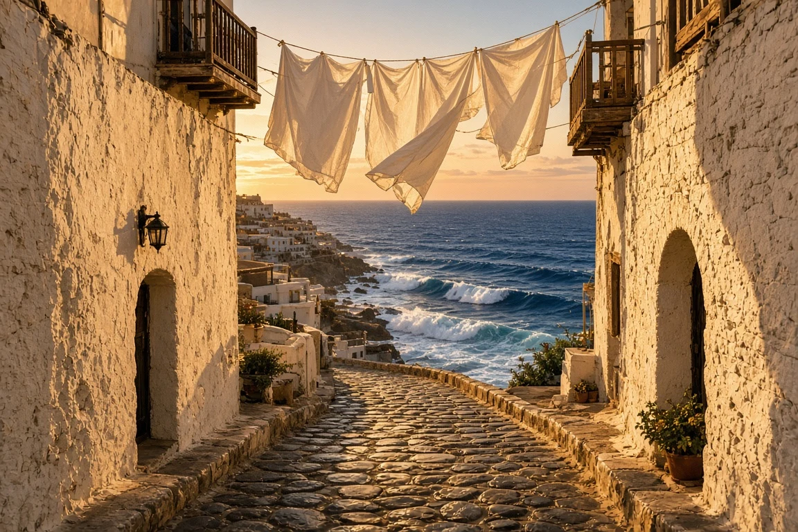 Cobblestone Descent Toward the Sunlit Open Ocean