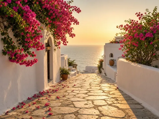 Windblown Alleyway Leading to the Glowing Sea Horizon