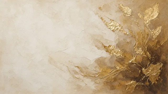 Textured Minimalist Abstract with Gold Leaf and Warm Ochre Washes