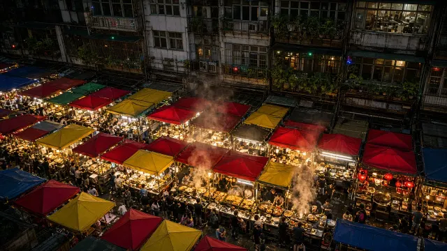 Night Market Canopy Over Shilin Alleyways