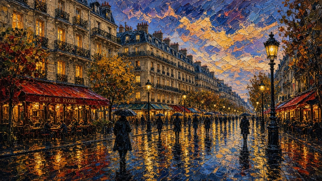 Impressionist Twilight on a Paris Boulevard
