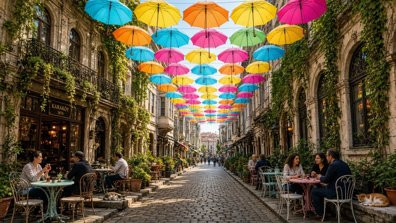 Umbrella Canopy Street Cafe in Karaköy