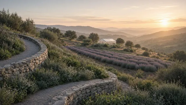 Terraced hillside garden