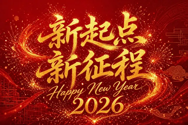 特写 image example: 金红焰火质感的新年手写艺术字海报