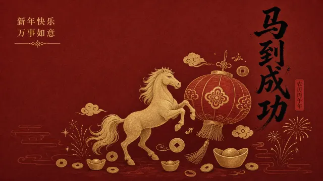 包装设计 image example: 新年包装淡金骏马灯笼设计
