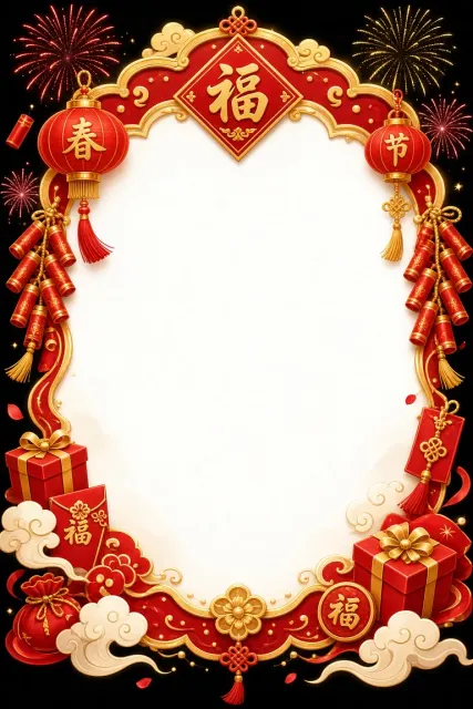 暗调氛围 image example: 春节主题游戏宣传标题框UI