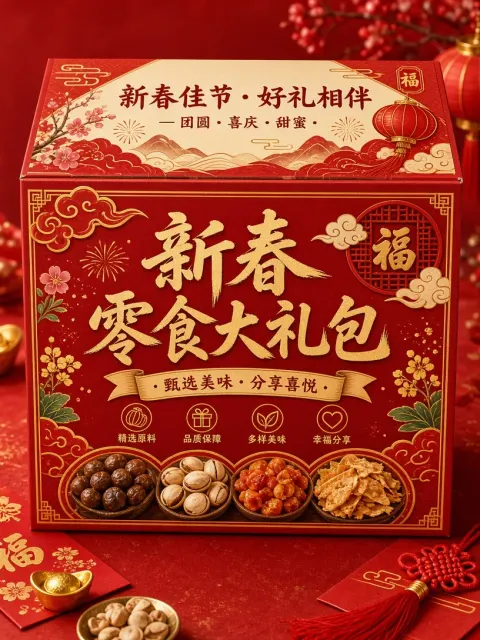 包装设计 image example: 新春主题零食大礼包包装设计