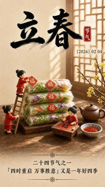 自然光 image example: 微缩景观春卷立春节气海报