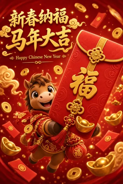 电商营销 image example: 萌系3D马年电商宣传海报
