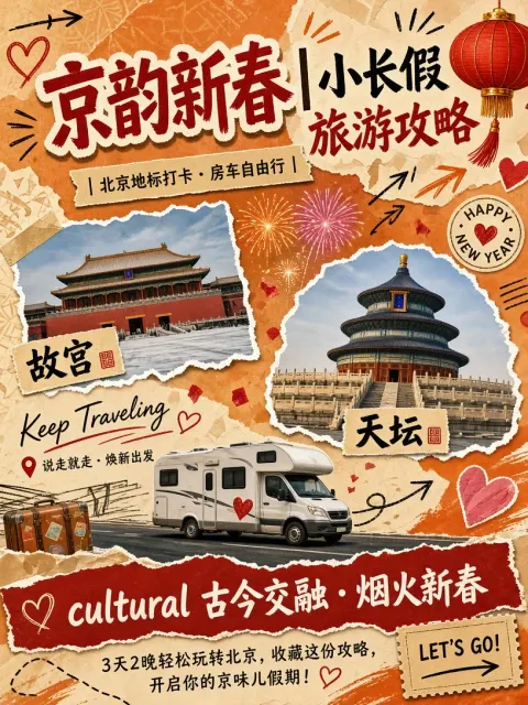封面 image example: 复古拼贴春节旅游指南封面