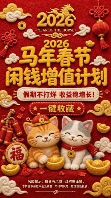 抽象图形 image example: 马年金融理财羊毛毡新春海报