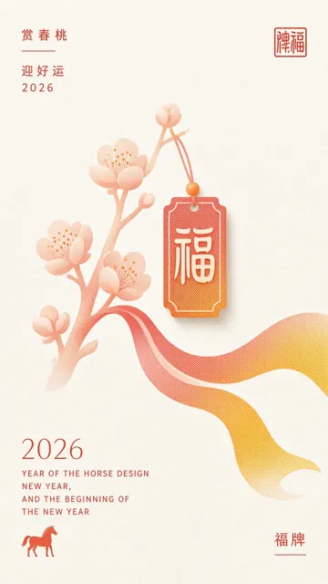 抽象图形 image example: 先锋极简新年福牌丝带抽象海报
