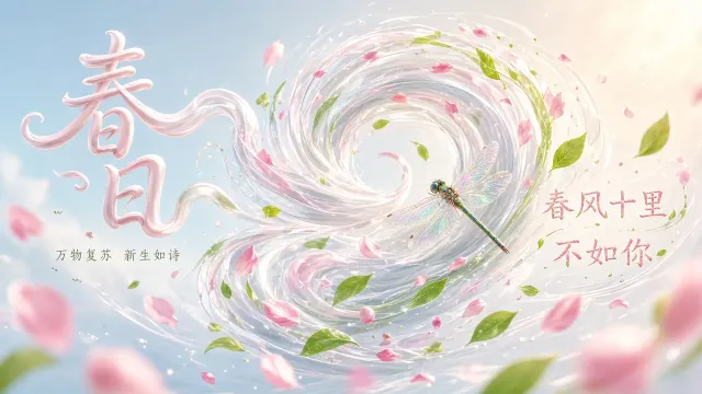 逆光 image example: C4D三维具象化春风概念海报