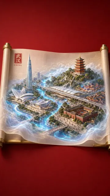交通工具 image example: 新国风武汉城市微缩景观长卷