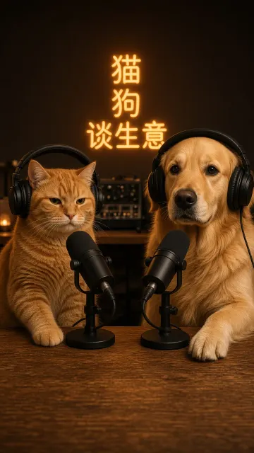 暗调氛围 image example: 橘猫金毛深夜电台播客场景