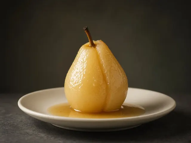 美食与静物摄影 image example: 茶煮梨甜品